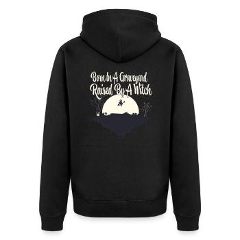 Halloween Geister Gespenster Monster Hexen Horror - Unisex Premium Bio Zip Hoodie - Schwarz - Hinten - Nico (187cm)
