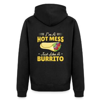 Burrito Mexican Food Lover - Unisex Premium Organic Zip Hoodie - black - Back - Nico (187cm)