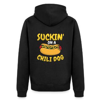 Chili Dog Hot dog Sausage Fastfood - Unisex Premium Organic Zip Hoodie - black - Back - Nico (187cm)