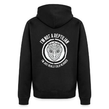 Lizard Reptilian Agenda Conspiracy Theory - Unisex Premium Organic Zip Hoodie - black - Back - Nico (187cm)