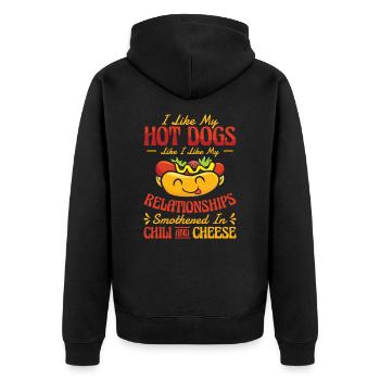 Chili Dog Hot dog Sausage Fastfood - Unisex Premium Organic Zip Hoodie - black - Back - Nico (187cm)