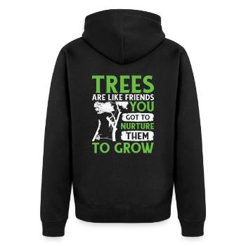 Arboriculteur, coupe-arbres, tronçonneuse, bûcheron - Veste à capuche bio Premium Unisexe - noir - Dos - Nico (187cm)