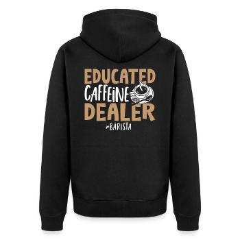 Educated Caffeine Dealer Barista Coffeemaker - Unisex Premium Organic Zip Hoodie - black - Back - Nico (187cm)
