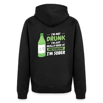 Soju Korean Wine Drink Korea - Unisex Premium Organic Zip Hoodie - black - Back - Nico (187cm)