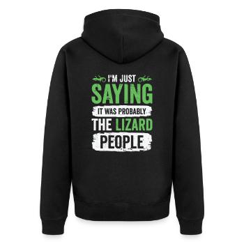 Lizard Reptilian Agenda Conspiracy Theory - Unisex Premium Organic Zip Hoodie - black - Back - Nico (187cm)