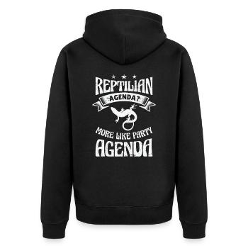 Eidechsen-Reptilien-Agenda-Verschwörungstheorie - Unisex Premium Bio Zip Hoodie - Schwarz - Hinten - Nico (187cm)