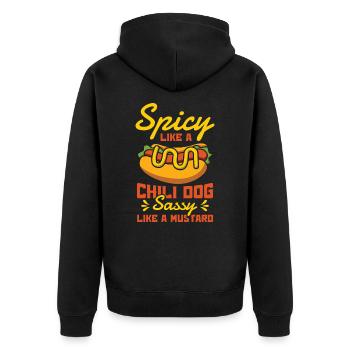 Chili Dog Hot dog Sausage Fastfood - Unisex Premium Organic Zip Hoodie - black - Back - Nico (187cm)