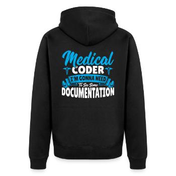 Codeur médical Je vois un - Veste à capuche bio Premium Unisexe - noir - Dos - Nico (187cm)