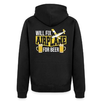 Will Fix Airplane For Beer Aircraft Mechanic - Unisex Premium Organic Zip Hoodie - black - Back - Nico (187cm)