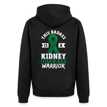 This Bad* Is A Kidney Disease Warrior Green Ribbon - Unisex Premium Organic Zip Hoodie - black - Back - Nico (187cm)