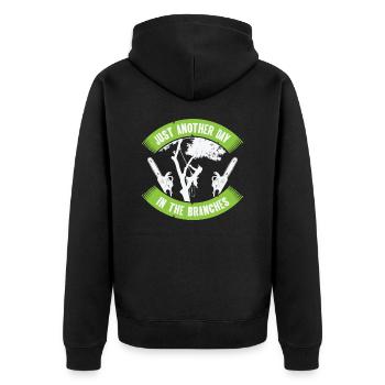 Arboriculteur, coupe-arbres, tronçonneuse, bûcheron - Veste à capuche bio Premium Unisexe - noir - Dos - Nico (187cm)