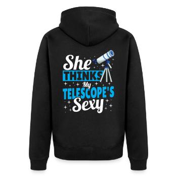 She Thinks My Telescope's Sexy Telescope - Unisex Premium Organic Zip Hoodie - black - Back - Nico (187cm)