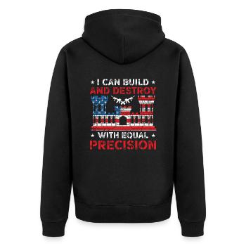Combat Engineer Engineering Armee - Unisex Premium Bio Zip Hoodie - Schwarz - Hinten - Nico (187cm)