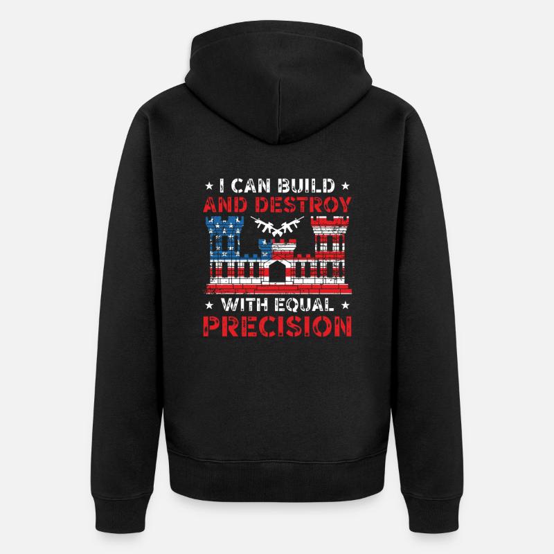Combat Engineer Engineering Army - Unisex Premium Organic Zip Hoodie - black