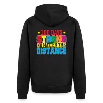 100 Tage stark 100 Tage Schule 100 Tage Schule - Unisex Premium Bio Zip Hoodie - Schwarz - Hinten - Nico (187cm)