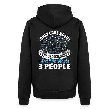 Ich interessiere mich nur für Neurowissenschaften - Unisex Premium Bio Zip Hoodie - Schwarz - Hinten - Nico (187cm)
