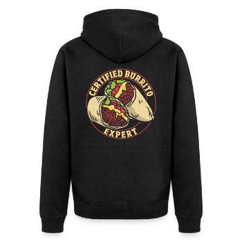 Certified Burrito Expert Burritos Taco Family - Unisex Premium Organic Zip Hoodie - black - Back - Nico (187cm)