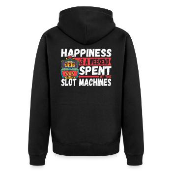 Happiness Is A Weekend Spent At The Slot Machines - Unisex Premium Organic Zip Hoodie - black - Back - Nico (187cm)