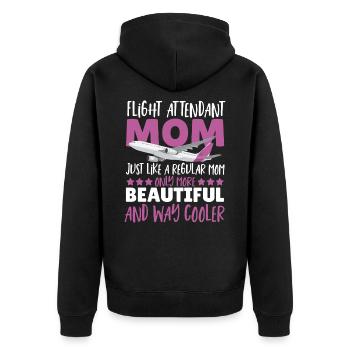 Flight Attendant Mom Genau wie eine normale Mom - Unisex Premium Bio Zip Hoodie - Schwarz - Hinten - Nico (187cm)
