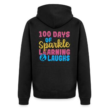 100 Days Of Sparkle Learning & Laughs 100 Days of - Unisex Premium Organic Zip Hoodie - black - Back - Nico (187cm)