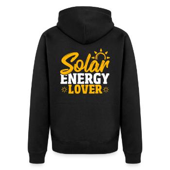 Liebhaber der Solarenergie Erneuerbare Energie - Unisex Premium Bio Zip Hoodie - Schwarz - Hinten - Nico (187cm)