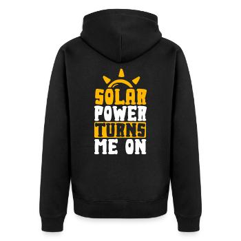 L’énergie solaire me tourne vers les énergies renouvelables - Veste à capuche bio Premium Unisexe - noir - Dos - Nico (187cm)