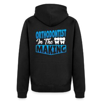 Kieferorthopäde in der Ausbildung - Unisex Premium Bio Zip Hoodie - Schwarz - Hinten - Nico (187cm)