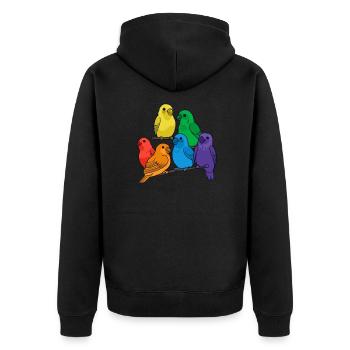 Asexual Pride Birds Parrots Budgies Kawaii Ace - Unisex Premium Organic Zip Hoodie - black - Back - Nico (187cm)