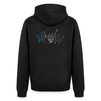 Transgender Wildflower Pride Month LGBT Subtil - Unisex Premium Bio Zip Hoodie - Schwarz - Hinten - Nico (187cm)