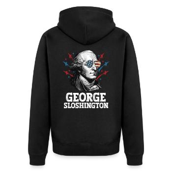 George Sloshington 4th Of July Men American Flag - Unisex Premium Organic Zip Hoodie - black - Back - Nico (187cm)