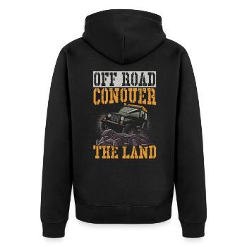 Off Road Conquer The Land Offroading Off-Roading - Unisex Premium Organic Zip Hoodie - black - Back - Nico (187cm)