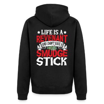 Das Leben ist ein Rächer Geisterjagd Geisterjäger - Unisex Premium Bio Zip Hoodie - Schwarz - Hinten - Nico (187cm)
