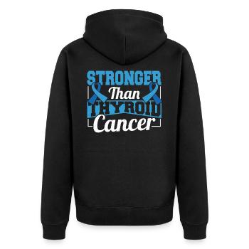 Stronger Than Thyroid Cancer Awareness - Unisex Premium Organic Zip Hoodie - black - Back - Nico (187cm)