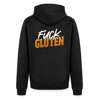 Scheiß auf Gluten Glutenfrei Glutenfreie Diät - Unisex Premium Bio Zip Hoodie - Schwarz - Hinten - Nico (187cm)