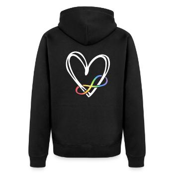 Autismus Shirts Frauen Infinity Symbol Autismus - Unisex Premium Bio Zip Hoodie - Schwarz - Hinten - Nico (187cm)