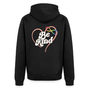 Autismus Shirt Be Kind Mom Neurodiversität Unendlichkeit - Unisex Premium Bio Zip Hoodie - Schwarz - Hinten - Nico (187cm)