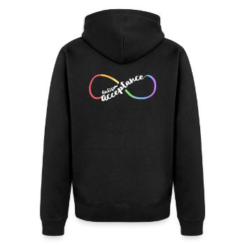 Autismus-Akzeptanz, Frauen, Mutter, Bewusstsein, Unendlichkeit - Unisex Premium Bio Zip Hoodie - Schwarz - Hinten - Nico (187cm)