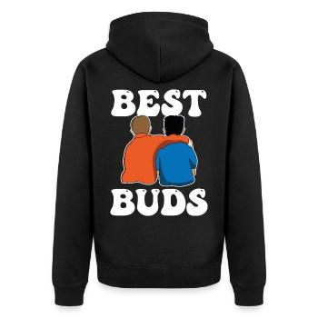 Best Friends Best Buds Best Friend - Unisex Premium Organic Zip Hoodie - black - Back - Nico (187cm)