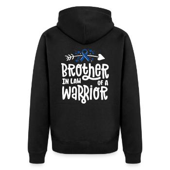Schwager einer Kriegerfamilie Dickdarmkrebs - Unisex Premium Bio Zip Hoodie - Schwarz - Hinten - Nico (187cm)