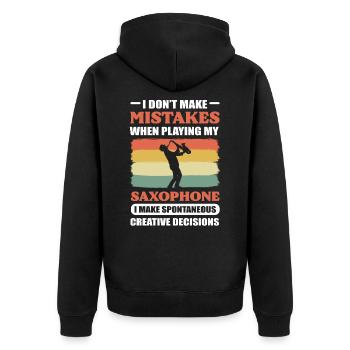 Ich mache keine Fehler, wenn ich Saxophon spiele - Unisex Premium Bio Zip Hoodie - Schwarz - Hinten - Nico (187cm)
