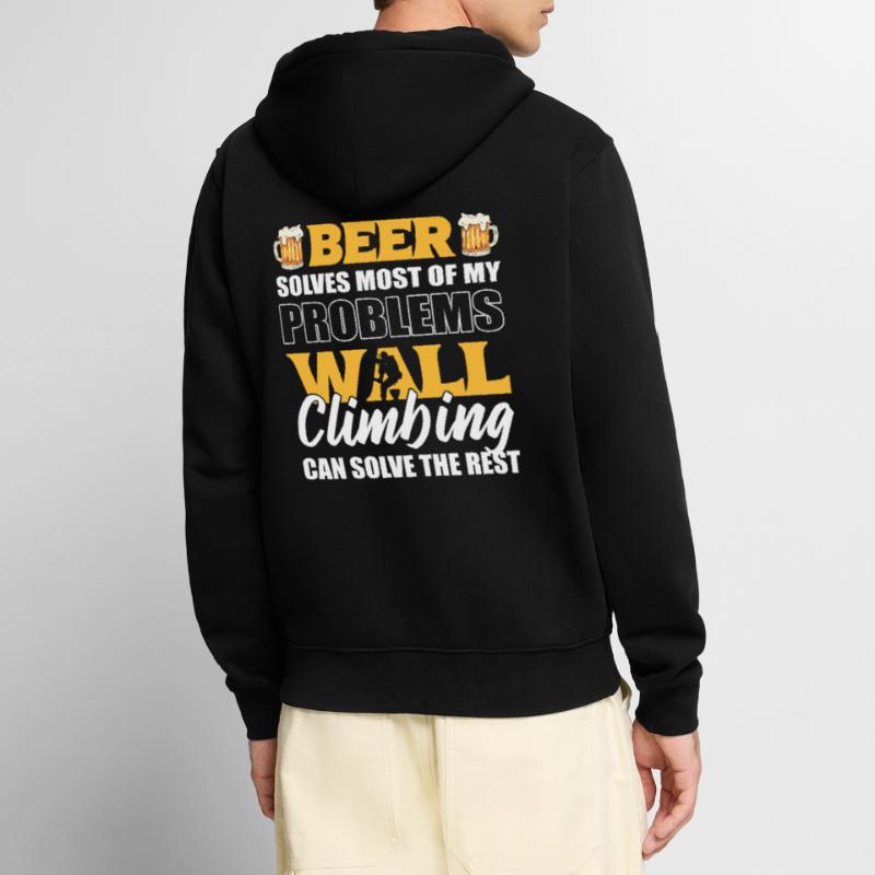 Beer Solves Most Of Problems Wall Climbing Solve Unisex Premium Organic Zip Hoodie