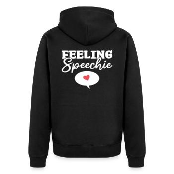Feeling Speechie Speech Pathology Speech Therapist - Unisex Premium Organic Zip Hoodie - black - Back - Nico (187cm)