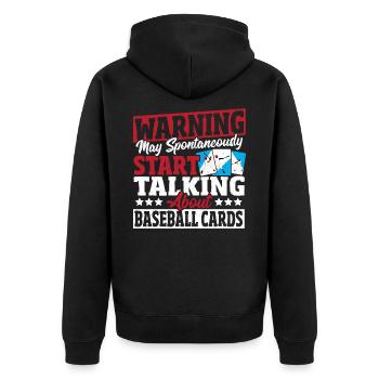 Warnung kann spontan anfangen, über - Unisex Premium Bio Zip Hoodie - Schwarz - Hinten - Nico (187cm)