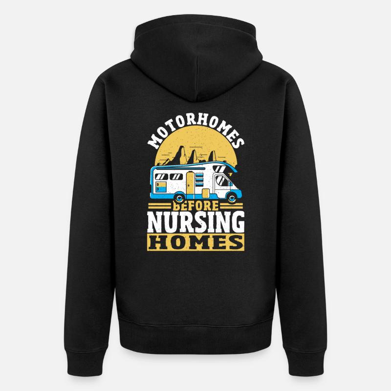 Wohnmobile vor Pflegeheimen - Unisex Premium Bio Zip Hoodie - Schwarz