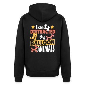 Leicht ablenkbar durch Ballontiere Ballon Twister - Unisex Premium Bio Zip Hoodie - Schwarz - Hinten - Nico (187cm)