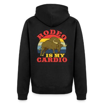 Le rodéo est mon cardio rodéo tauromachique - Veste à capuche bio Premium Unisexe - noir - Dos - Nico (187cm)