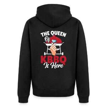 The Queen of KBBQ Is Here Korean BBQ Asian Cuisine - Unisex Premium Organic Zip Hoodie - black - Back - Nico (187cm)