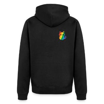 Pocket Pride Cat LGBT Rainbow Flag Kawaii Subtle - Unisex Premium Organic Zip Hoodie - black - Back - Nico (187cm)