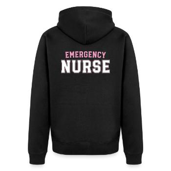 Emergency Nurse Trauma Queen Retro ER Emergency - Unisex Premium Organic Zip Hoodie - black - Back - Nico (187cm)