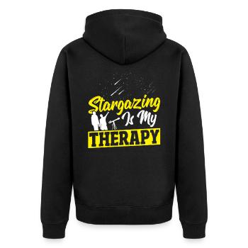 Stargazing Is My Therapy Astronomy Stargazer - Unisex Premium Organic Zip Hoodie - black - Back - Nico (187cm)